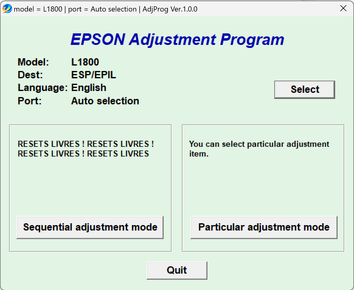 L1800 Adjustment Program